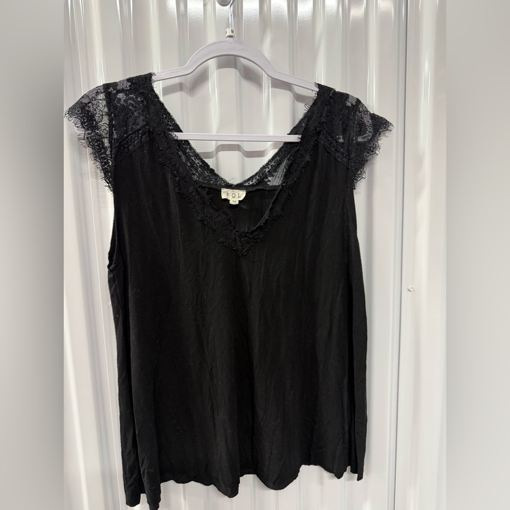 POL Black Lace Trim Blouse